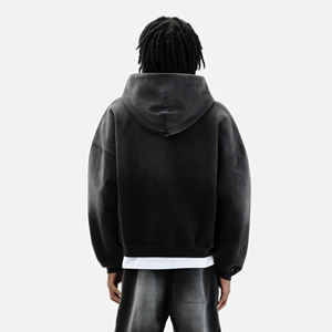 Vente en gros de sweats à capuche zippés 350gsm délavés à l'acide sweat à capuche zippé vierge en coton polaire surdimensionné de haute qualité pour hommes - Product Image 4
