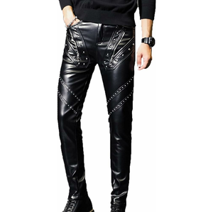 Pantalones de cuero para hombre hechos con material de alta calidad 100%, pantalones de cuero personalizados transpirables a precio barato al por mayor - Product Image 2