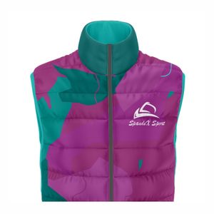 Chaqueta acolchada cálida burbuja ecológica a prueba de viento sin mangas con cuello levantado y logotipo personalizado para hombre - Product Image 4