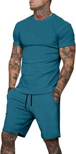 ชุดวอร์มสั้นสำหรับผู้ชายชุดเสื้อคอกลมแขนสั้นโลโก้ตามสั่ง - Product Image 3