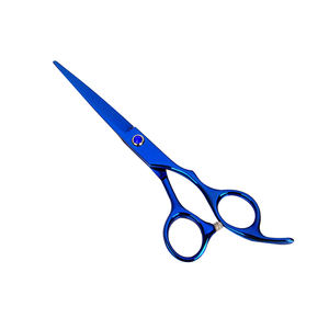 Ciseaux de coupe de cheveux fabriqués au Pakistan couleur bleu foncé en acier inoxydable ciseaux de salon professionnels - Product Image 4