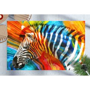 Tapis imprimé zèbre - Tapis d'entrée 3D coloré à motif animal, tapis d'escalier, tapis en chenille - Product Image 2