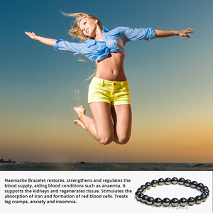 Pulseras elásticas con cuentas de cristal de hematita Natural a granel de 8mm hechas a mano para mujeres y hombres, joyería de piedras preciosas curativas de Reiki Unisex - Product Image 6