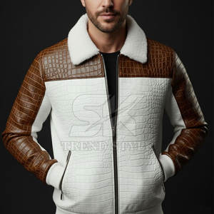 Chaqueta de Cuero con Estampado de Cocodrilo para Hombre de Alta Calidad, Prenda Exterior de Cuero con Diseño Moderno y Elegante, Chaqueta de Cuero con Textura de Cocodrilo para Hombre - Product Image 2