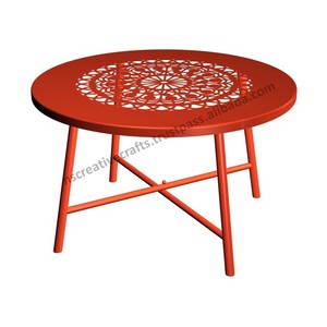 Table basse moderne en métal rouge de qualité supérieure Meubles en bois massif pour salle à manger, salon et bureau à domicile Ensemble disponible - Product Image 1