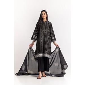 Salwar Kameez et Dupatta en coton cambric imprimé au bloc, style pakistanais-indien KDS-22087 - Product Image 2