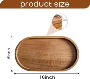 Plateau de service rectangulaire en bois écologique de luxe et assiettes ovales, vaisselle facile à nettoyer - Product Image 4