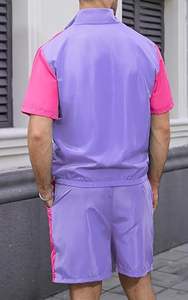 Personnalisable Hommes Haute Qualité Casual Wear Respirant À Manches Courtes Fermeture Éclair Vestes Coupe-Vent Ensembles Coupe-Vent Survêtement Court - Product Image 2