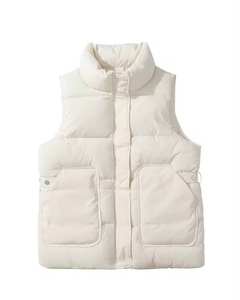 <b>Women</b> Canvas <b>Knitted</b> Puffer <b>Vest</b> Stand Collar Zipper Closure Casual Style Breathable Lightweight Sleeveless Winter Outerwear - Product Image 3