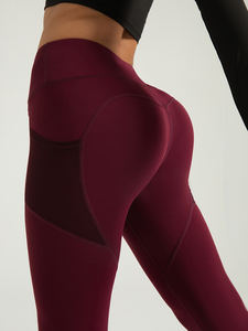 Custom Logo Women's High Waist Capri Yoga <b>Pants</b> With <b>Mesh</b> Sheer Side Pocket New Design Solid Pattern Sports Wear - Product Image 5