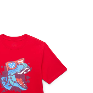 Camiseta Roja de Manga Corta para Hombre con Estampado Floral en la Parte Delantera, Cuello Redondo, Estilo Casual, Holgada, Transpirable, de Poliéster, Vintage - Product Image 4
