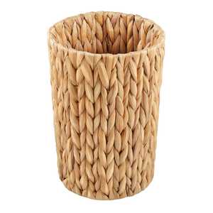 Petite corbeille à déchets cylindrique en osier tressé, décoration bohème, salle de bain, chambre à coucher, panier à déchets en jacinthe d'eau - Product Image 6