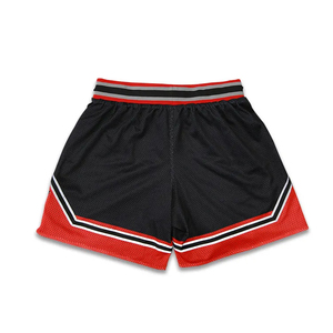 Short de basket-ball noir personnalisé avec logo brodé respirant maille tricotée taille élastique anti-rides caractéristique fermeture à glissière - Product Image 3