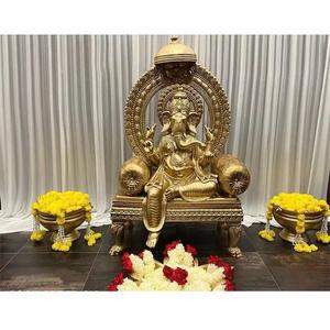 Escultura Lord FRP Ganesha con Singhasan Wedding Foyer Theme Ganesha Singhasan Indian Wedding Mandap Entrada Ganesha Estatua Reino Unido - Product Image 1
