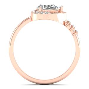Bagues de fiançailles en or rose 14K 18K classiques personnalisées REYES avec halo de moissanite, bijoux fins de haute qualité pour mariage et anniversaire - Product Image 4