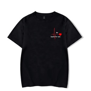 あなたのための夏のカップルハートビートプリントTシャツ因果女性男性TシャツカップルTシャツOネックトップス愛好家の服 - Product Image 3