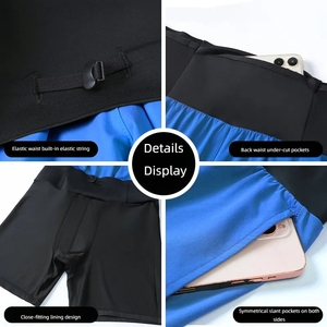 Pantalones cortos para correr de poliéster para hombre Pantalones cortos para deportes al aire libre con bolsillos con cremallera 2 en 1 DesignDDP envío - Product Image 2