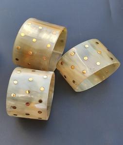 Brazalete de cuerno de vaca/búfalo hecho a mano de la mejor calidad, joyería de moda con latón de ágata India - Product Image 4