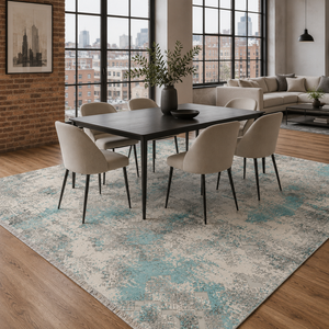 Alfombra Lavable Geométrica Hexad Azure RW7165 de Rug Weavers, Venta al por Mayor con Envío Directo, Chenilla Lavable, 10 Tamaños - Product Image 5