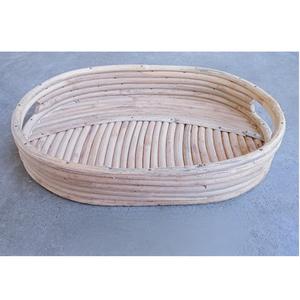 Plateau de service ovale en rotin écologique en gros, plateau de petit-déjeuner en canne naturelle durable, panier de rangement pour aliments tissé à la main - Product Image 1