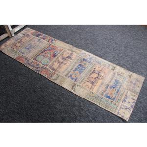 Alfombra Turca de 2.3x7.2 pies, Alfombra Pequeña Vintage, Alfombra de Lana con Diseño de Arcoíris - Product Image 3