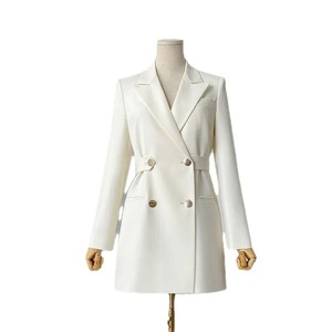 Blazer de Oficina Elegante para Mujer, Corte Entallado, Cierre de un Botón, Lana Ligera Antiarrugas, Bordado 3D, Manga Larga, Traje Formal - Product Image 5