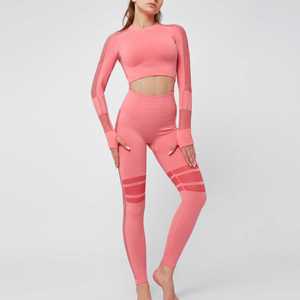Nouveauté Vêtements de sport élégants à manches longues Vêtements de fitness pour femmes Ensemble de soutien-gorge et leggings de sport 2 pièces Vêtements de fitness pour femmes - Product Image 3
