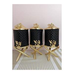 Juego de tarros de cristal negro japonés, botellas y tarros de almacenamiento elegantes - Product Image 1