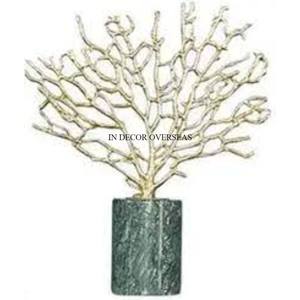 Finest Quality Metal High Grade Gold Plated Tree Designer Top Craftsmenship Sculpture With Green Marble Base In Impressive Price - Product Image 1