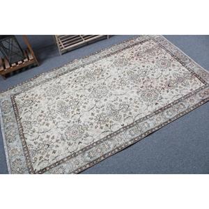 พรมวินเทจขนาด 3.7x6.5 ฟุต พรมตุรกี พรมขนสัตว์สีขาวน้ำตาลลายนามธรรม - Product Image 2