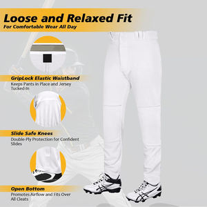 Pantalon de baseball de couleur blanche pour tissu polyester en coton pour hommes pantalon de baseball unisexe pleine longueur avec conception et taille personnalisées - Product Image 4