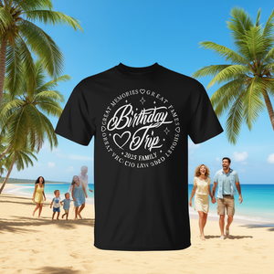 T-shirt pour voyage d'anniversaire : Grands souvenirs, grands amis, grands rires – Équipe de vacances en famille 2025 - Product Image 3