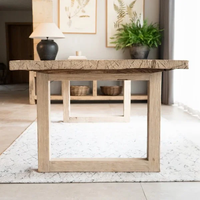 Table à manger rectangulaire rustique traditionnelle 4 places en bois massif récupéré Herbert, mobilier de maison, dîners, hôtel