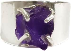Bague pour femme en argent sterling 925, pierre précieuse améthyste naturelle, pierre de naissance de février, large bande, bijoux faits à la main pour Noël - Product Image 3