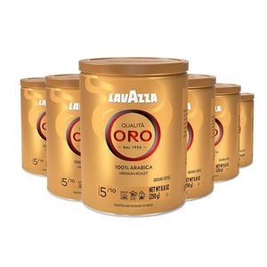 Café moulu Lavazza Qualit'a Oro, torréfaction moyenne, 100% Arabica, boîte de 8,8 oz (lot de 6) - Product Image 1