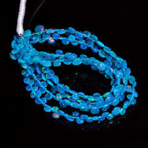 Opale, perles d'opale bleue éthiopienne, perles de pierres précieuses de coeur multi-feu pour la fabrication de bijoux, perles lisses de coeur de pierres précieuses d'opale de feu multi - Product Image 2