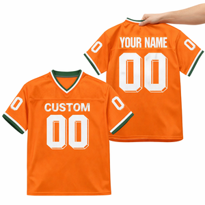 Uniforme Deportivo Personalizado al por Mayor, Chándal Naranja, Camiseta de Fútbol Americano, Manga Corta de Verano, Unisex, Transpirable, de Secado Rápido - Product Image 5