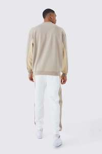 Ensemble de survêtement décontracté sportif unisexe élégant 100% coton, 2 pièces, col rond, sweat-shirt et pantalon de jogging, couleur contrastée, streetwear, hiver - Product Image 2