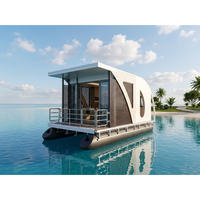 Maison Modulaire Mobile Moderne Préfabriquée de Luxe 2025 Personnalisée, Petites Maisons Flottantes, Bateau-Maison, Hôtel Flottant, Péniche Ponton