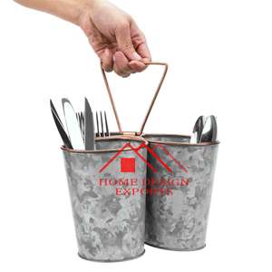 <b>Utensil</b> Serve Ware Holder Basket Condiment <b>Organizer</b> Kitchen Utility Holder Galvanized <b>Utensil</b> Caddy for Parties Farmhouse - Product Image 4