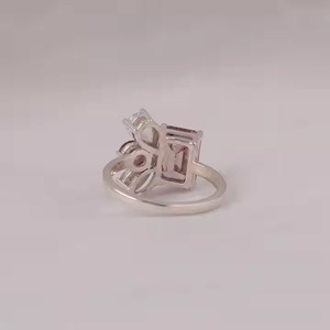Anillo CVD de diamante cultivado en laboratorio a la moda para mujer, 2 unidades únicas, piedra de corte radiante, anillo de propuesta de oro blanco sólido de 14KT - Product Image 3