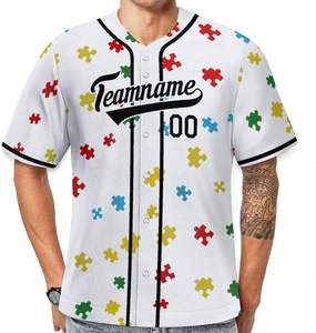 Fournisseur de maillots de baseball respirants à séchage rapide de haute qualité Uniforme de baseball athlétique unisexe Joueurs de tournoi Col en V personnalisé - Product Image 3