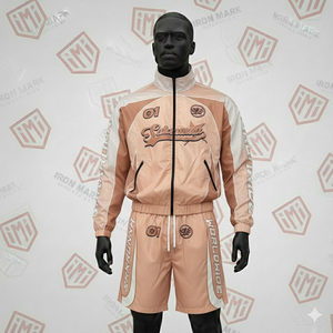 Ensemble de survêtement coupe-vent en coton épais pour homme, 2 pièces, streetwear, été - Product Image 4