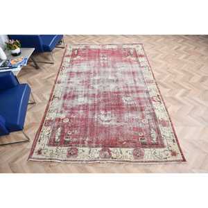 Tapis turc vintage 5,8 x 9,2 pieds, grand tapis, tapis à motifs floraux rouges - Product Image 4