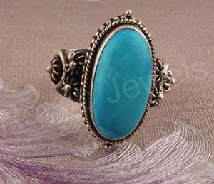 Arizona turquesa 10x14mm bisel ajuste sólido 925 plata esterlina eternidad anillo Vermeil minimalista joyería de mujer para fiestas - Product Image 2