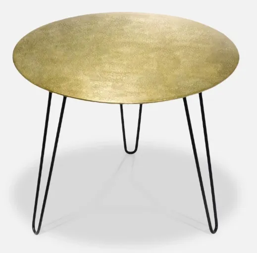 Small table with light luxury metal stainless steel brushed copper round corners in the living room brass coffee table