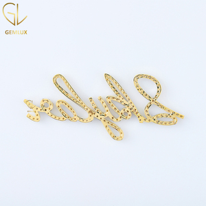 Haute sur demande Bling Bling VVS Moissanite coupe ronde diamant 925 argent Cursive lettre nom pendentif pour hommes femmes - Product Image 3