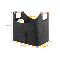 BSCI prix usine pliable réutilisable Durable épais feutre panier de rangement avec manche en bois pour bois de chauffage panier transporteur
