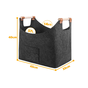 Cesto Portaoggetti Pieghevole Riutilizzabile e Durevole <span class=keywords><strong>in</strong></span> <span class=keywords><strong>Feltro</strong></span> Spesso con Manico <span class=keywords><strong>in</strong></span> Legno, Prezzo di Fabbrica BSCI, Ideale come Portalegna - Product Image 2