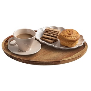 Bandeja de servicio de madera maciza redonda pequeña de suministro directo de fábrica para decoración del hogar proveedor indio - Product Image 1